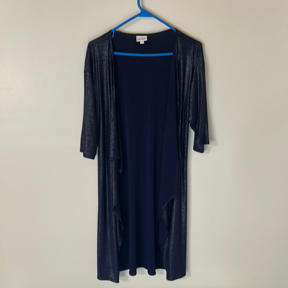 Sparkle Navy Blue Open Front Cardigan